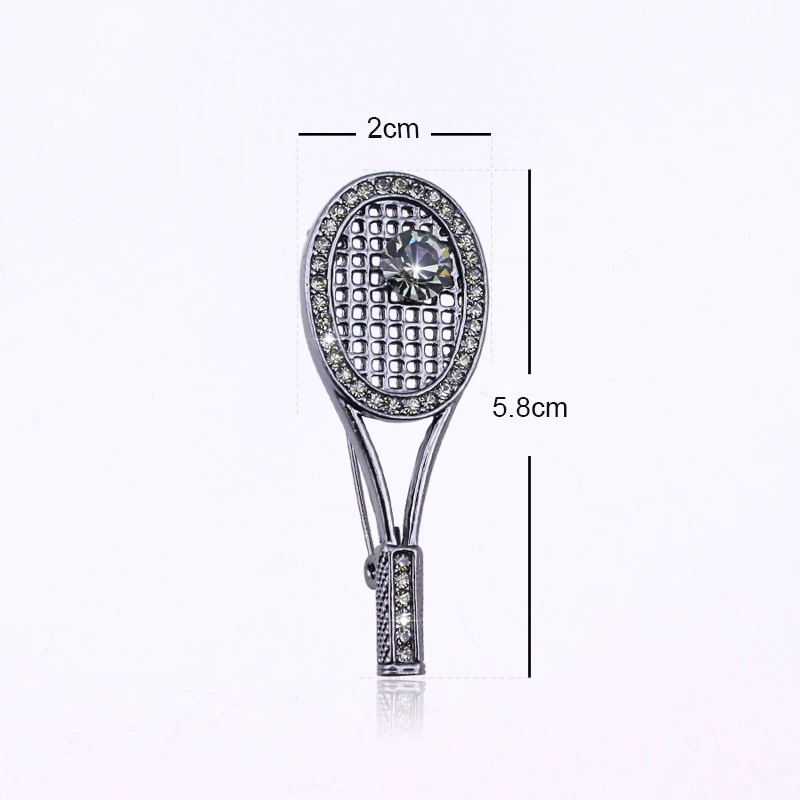 Черное металлическое покрытие Серый Кристалл бадминтон брошь-ракетка украшения