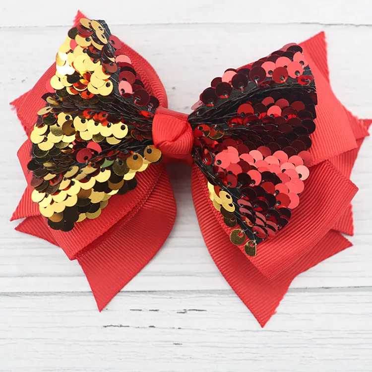 36 шт./лот 5 &quotдевушки обратимая Русалка Блестки для волос бант женские заколки