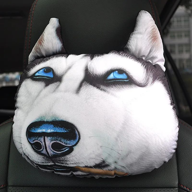 3D забавная Автомобильная подушка для шеи подголовник животных кошки собаки Льва