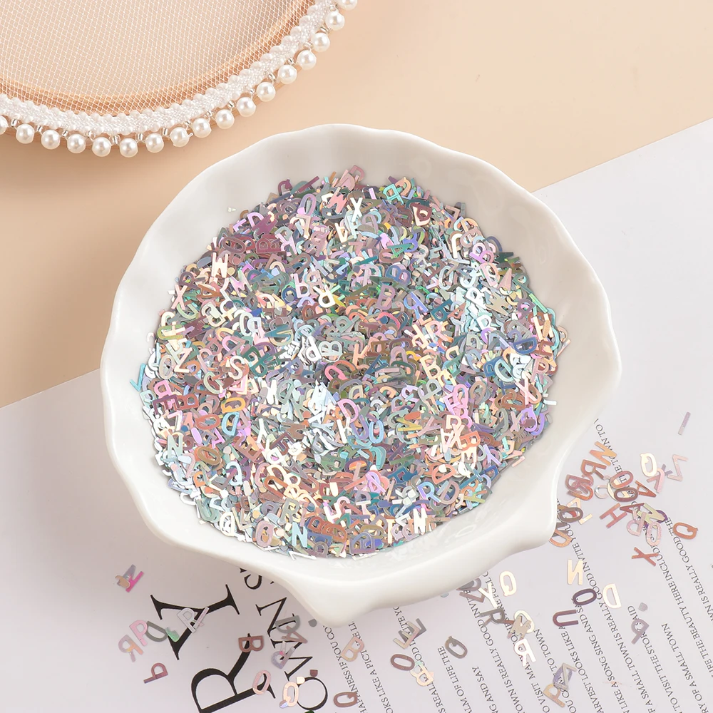 10g/Pack Apparel Sewing Sequin Material 5mm Ultrathin Letter Shape Laser Sequins Nail Glitter Art Clothing Decoration DIY Craft | Дом и сад