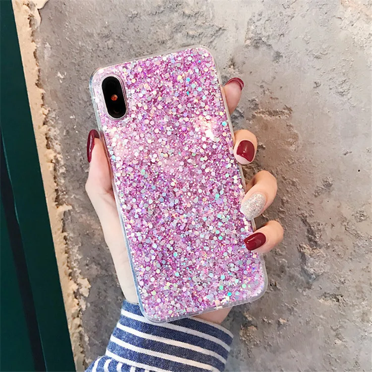 Роскошный блестящий алмаз силиконовый чехол для телефона iPhone XS Max XR X 7 8 Plus чехол для iPhone 6 6s Plus 5 5S SE чехол - Цвет: Фиолетовый