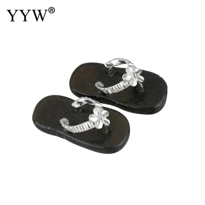 black agate YYW, 1 пара, Женские Подвески для влюбленных, ювелирные изделия, новая мода, тапочки, очаровательные Висячие, натуральный прозрачный кварц, опал, роза, камень, подвески - Окраска металла: black agate