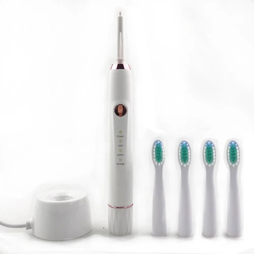 Sarmocare M-100, Ультразвуковая электрическая зубная щетка, беспроводная перезаряжаемая с 2 головками, IPX7, водонепроницаемые отбеливающие зубные щетки - Цвет: white and 4pcs head
