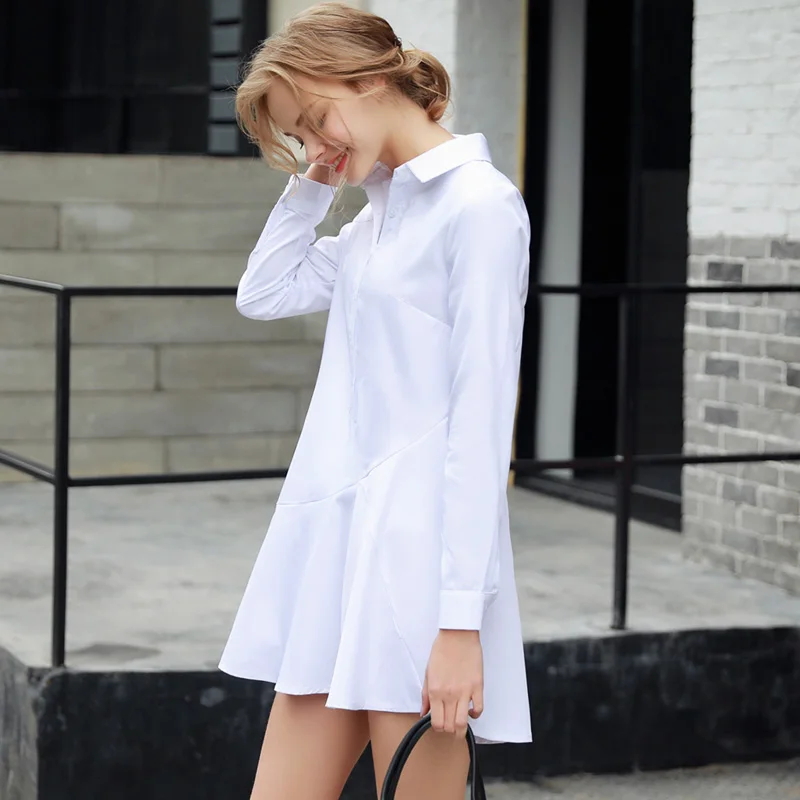 Quintina Новая Мода Женщины Платье с отложным Воротником Мини Vestidos Офисная Одежда