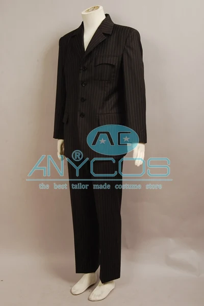 Коричневый шерстяной костюм в полоску мужской для косплея на Хэллоуин|costume for