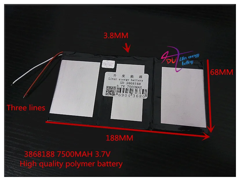 3 7 V 7500mAH 3868188 полимерный литий-ионный/литий-ионный аккумулятор для планшетного ПК
