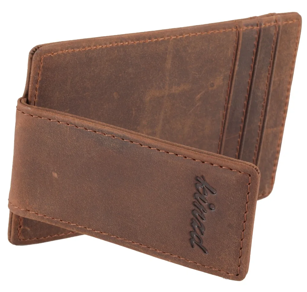 Мужской кошелек зажим для денег передний карман кожаный RFID Блокировка сильный - Фото №1