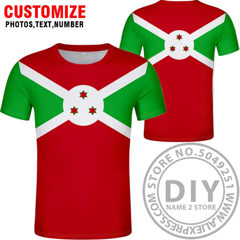 BURUNDI t shirt logo free custom made name number bdi country t-shirt nation flag bi french burundian print black photo clothing