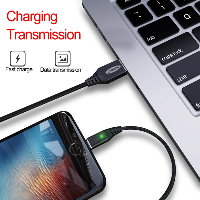 1 м Магнитный зарядный кабель Micro USB для iPhone Xs Max 8 7 6 Тип C зарядное устройство и