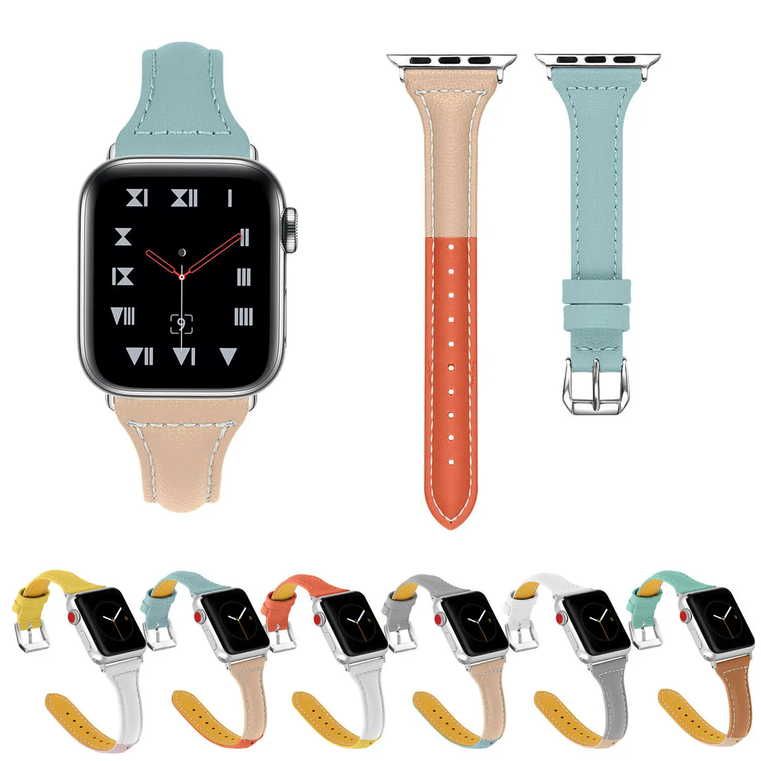 

Colorful Genuine Leather Strap For Apple Watch Band 40mm 44mm 38mm 42mm Sport Wrist Belt For iWatch Series 1 2 3 4 Watchbands