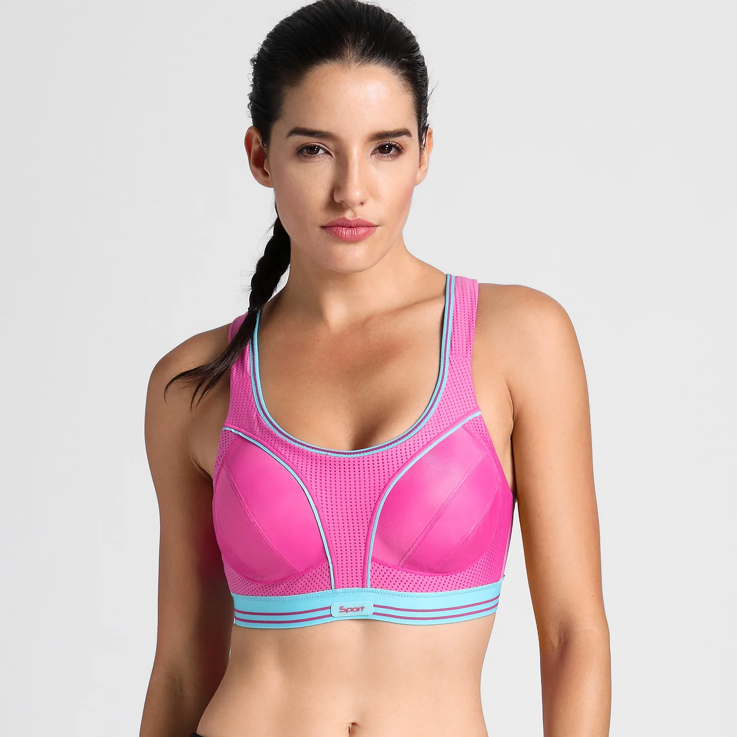 Pink03 SYROKAN женский компрессионный спортивный бюстгальтер для бега с регулируемой высокой отдачей(размер меньше обычного - Цвет: Pink03
