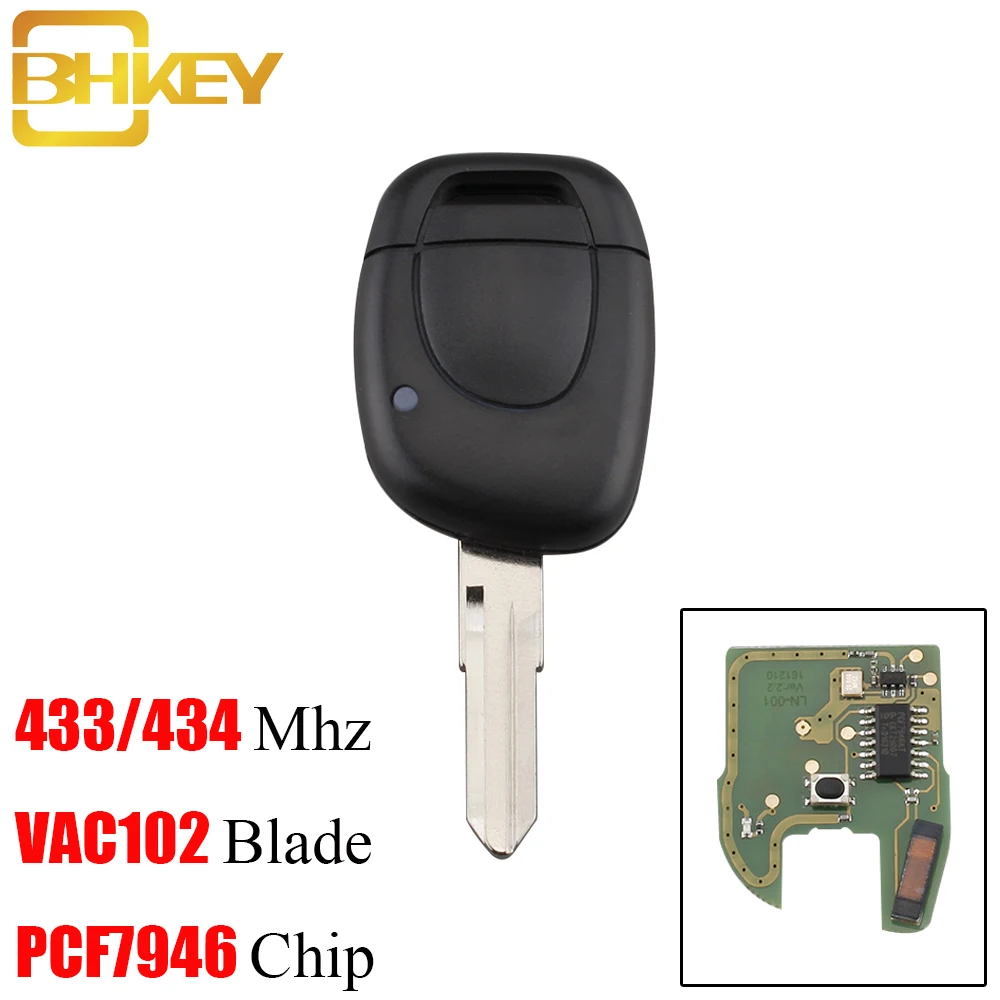 Ключ автомобильный BHKEY 1 кнопка 433 МГц для Renault транспондер PCF7946|Ключ от авто| |