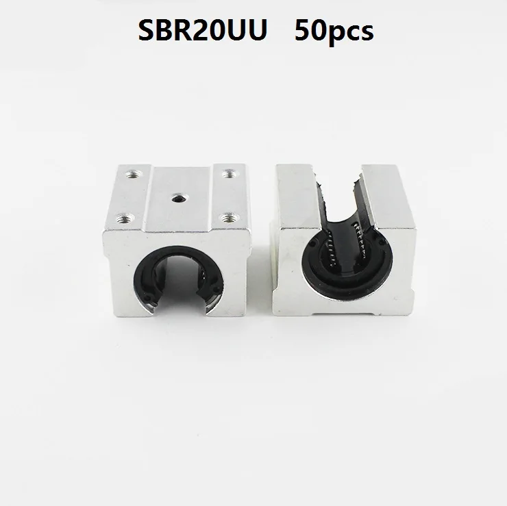 50 шт./лот SBR20UU открытый Тип Линейный шарикоподшипник скользящий блок для SBR20 20 мм