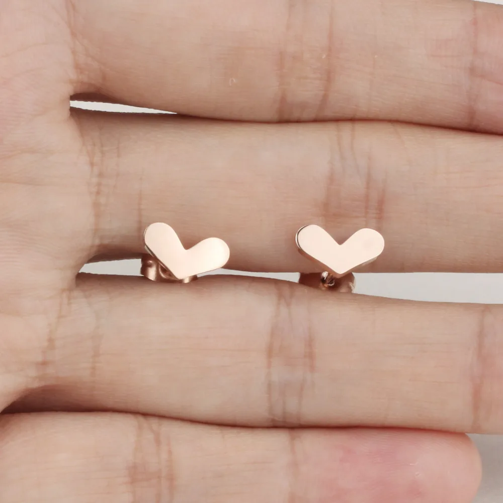 Женские серьги гвоздики из нержавеющей стали цвета розового золота|stud earrings|women stud