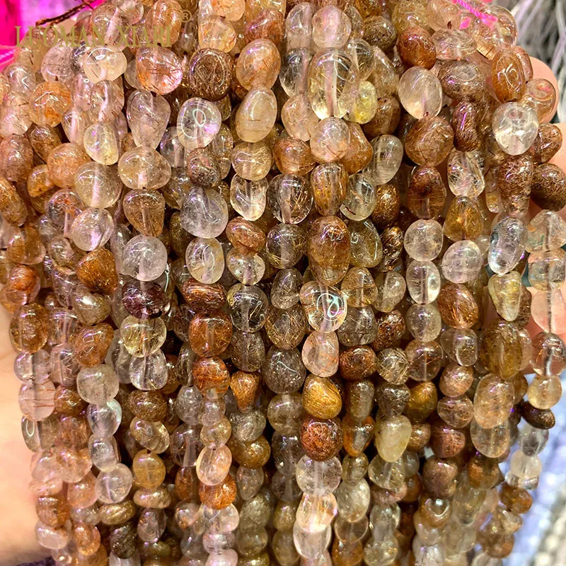 rutilated quartz AAA естественный неправильной формы 5-8 мм каменные бусины розовый кварц аметисты Агаты для самостоятельного изготовления ювелирных изделий браслет ожерелье - Цвет: rutilated quartz