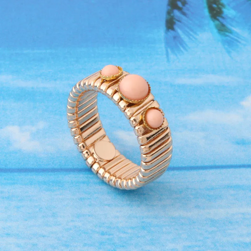 Кольцо NeeFuWoFu золотого цвета эластичное кольцо из меди с натуральным камнем