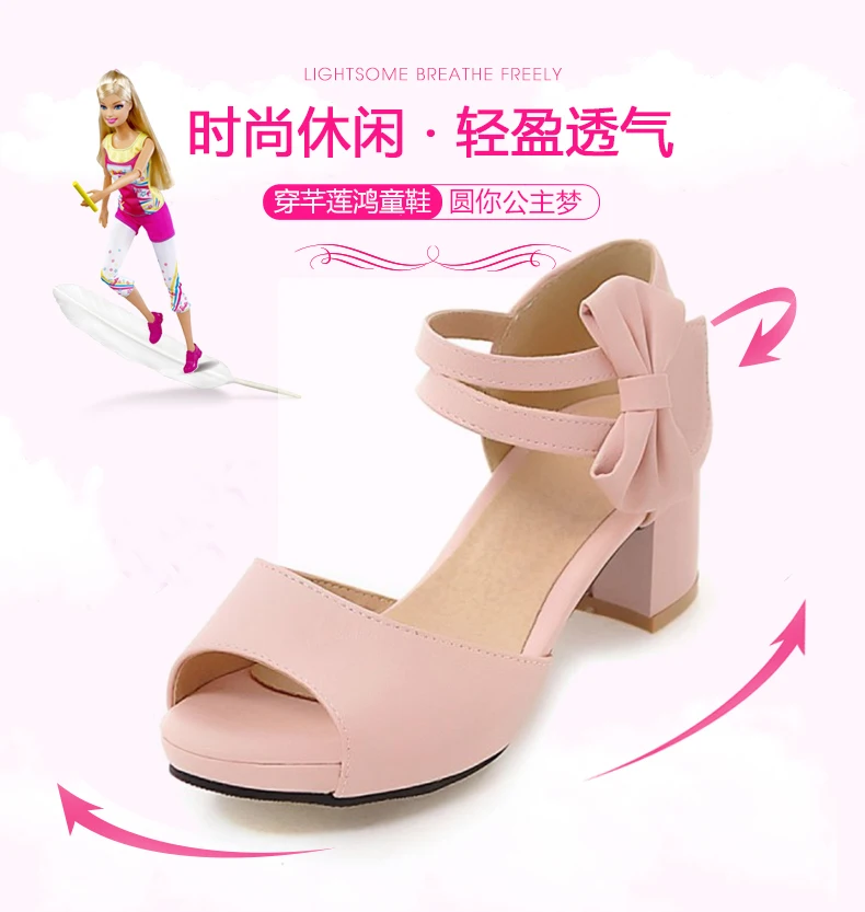 Chaussure Mariage Enfant Topuklu Ayakkabi Cocuk/летние детские сандалии на высоком каблуке для