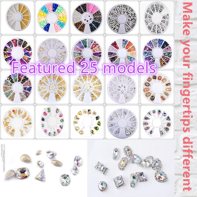 Смешанные цвета камней хамелеона Y-XLWN для ногтей с ринестонами, маленькими неправильными бусинами и 3D декоративными аксессуарами в колесе.