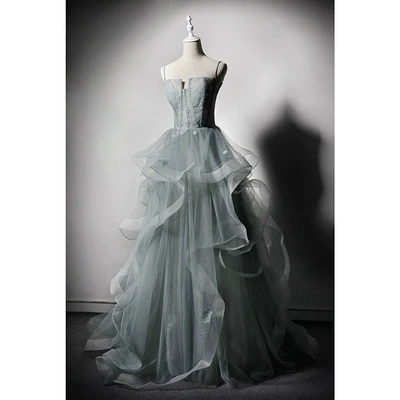 100% Настоящее бледно-серое Зеленое Длинное платье принцессы средневековое