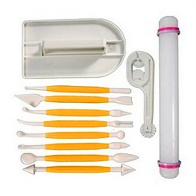 Total 11pcs Smooth Rolling Pin Fondant Cake Mold Carving Set With A Small Round Cutter DIY Baking Tool Kit K230 | Дом и сад