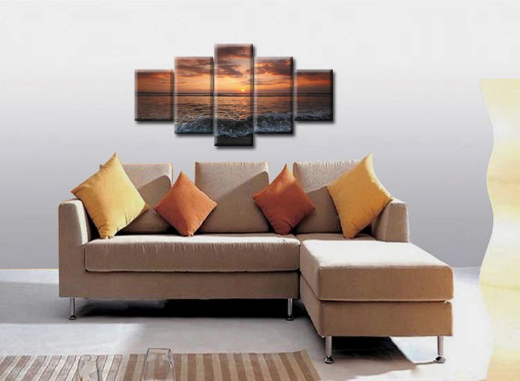 5 Pieces Seascape With HD Large Print Canvas Painting For Living Room Home Decoration Unique Gift Wall Picture Framed J009-056 | Дом и сад