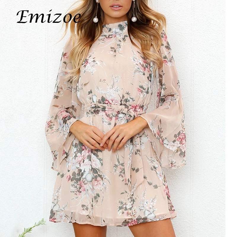 Сексуальное цветочное платье Emizoe женское Новое весеннее пляжное в стиле бохо с