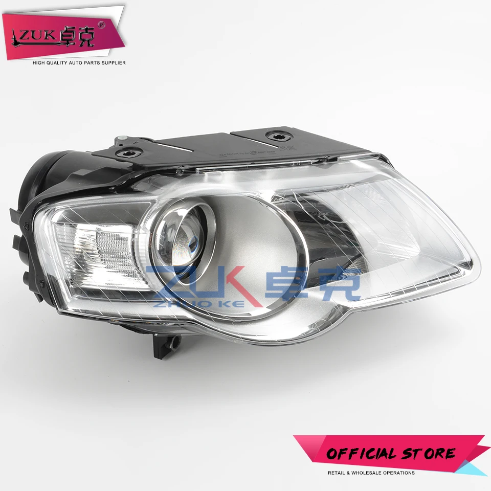 Передняя фара ZUK, головной светильник в сборе для VOLKSWAGEN PASSAT B6, MAGOTAN B6 2006, 2007, 2008, 2009, 2010, налобный светильник, галогенная лампа