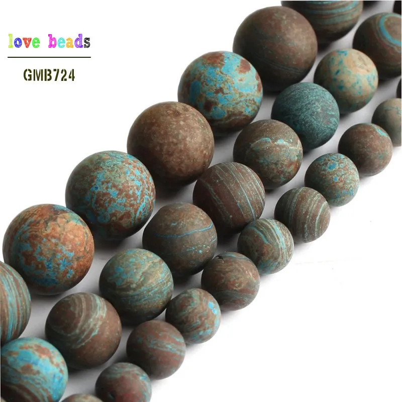 Натуральные матовые синие круглые бусины Crazy Agates для самостоятельного