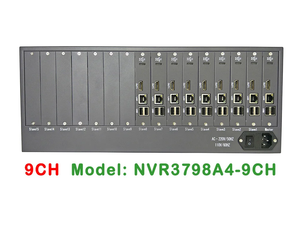 4U чехол HD IP видео декодер H.265 5MP/4MP/3MP/2MP камера Onvif для 9ch монитор дисплей Макс сплит