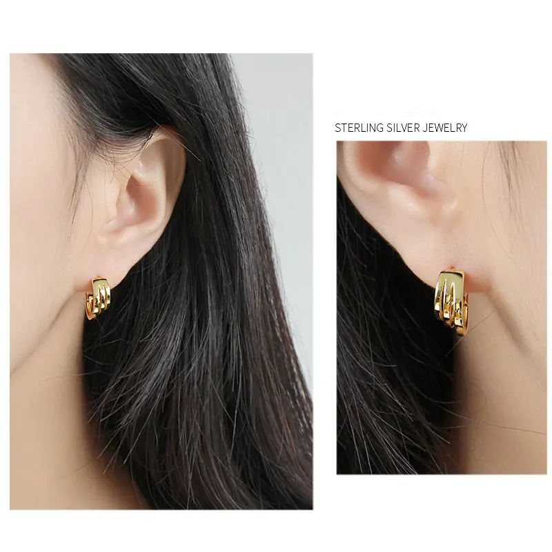 Женские многослойные круглые серьги-кольца OLOEY Huggie, Bijoux, 925 пробы, покрытые серебром и золотом, вечерние ювелирные изделия, подарки YME376