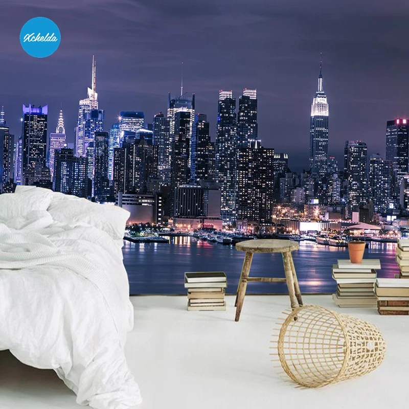 XCHELDA пользовательские 3D обои Дизайн NY night view фотообои Кухня Спальня Гостиная