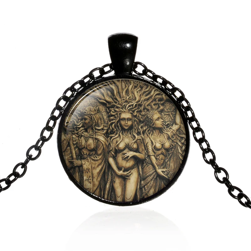 Азиатских Винтаж статуя Триединая луна ожерелье богини Древо жизни Wicca