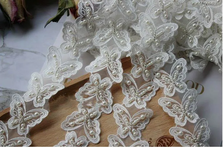 20 шт./лот органза вышивка 3D Бисером бабочка цветок кружева патч одежда кружево отделка свадебное платье Diy Аппликация M048