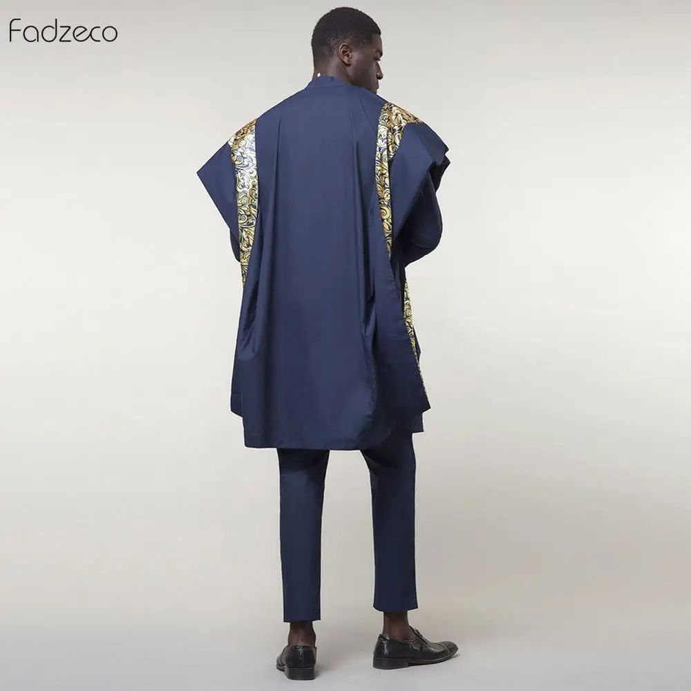 Fadzeco Agbada 2019 Мужская африканская 3 шт размера плюс Дашики вышивка Boubous топы