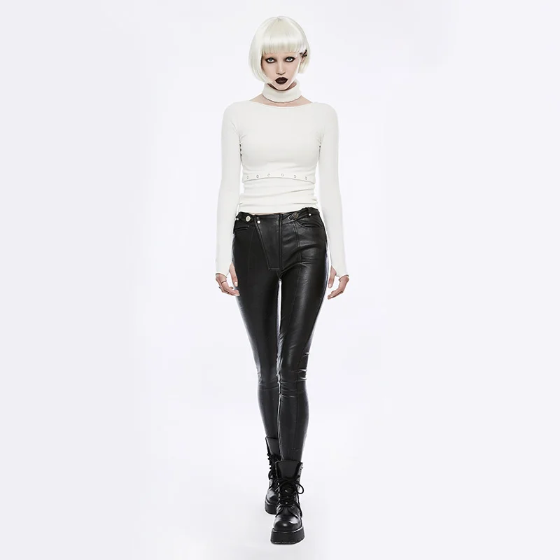 Fashion Womens Long Sleeve Lightweight Daily Collar Waist Split Sweater Gothic Rock Pure Color PUNK RAVE OPM-071TMF | Женская одежда