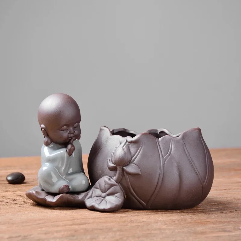 NOOLIM Zen маленький монах керамическая гидропонная зеленая ваза для растений контейнер для суккулентов офисный Домашний Настольный Декор - Цвет: H5 Succulents Pot