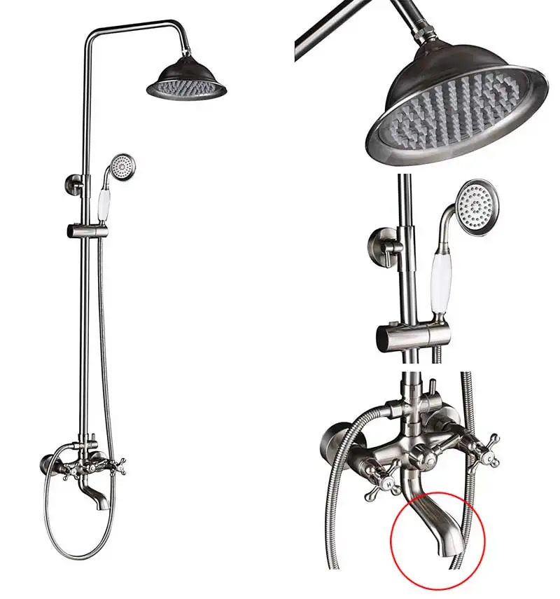 Brushed Nickel A01 Матовый никелевый смеситель для душа с двойной ручкой водопад Дождь душ смесители с Handshower настенный душ для ванной душ горячий холодный кран - Цвет: Brushed Nickel A01