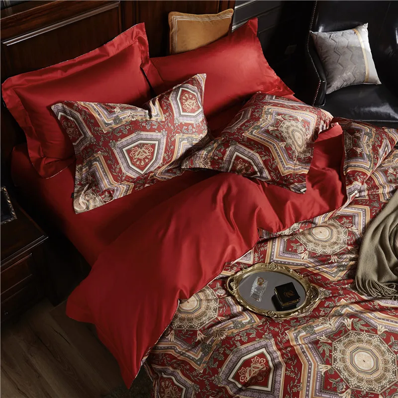 Новый роскошный комплект постельного белья в американском и красном цвете 500TC