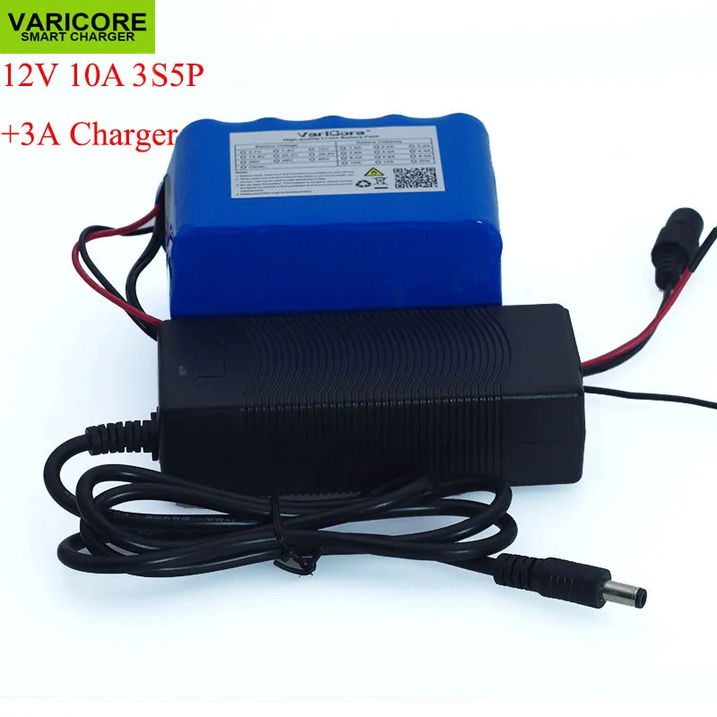 12 V 10ah 18650 Литий Перезаряжаемые аккумуляторные батареи 12v 10000 мА/ч, Камера мощность защищен с PCB+ 12,6 v 3A батарея Зарядное устройство