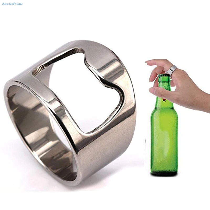 Подсластители 2 шт нержавеющая сталь палец кольцо открывалка для бутылок Бар