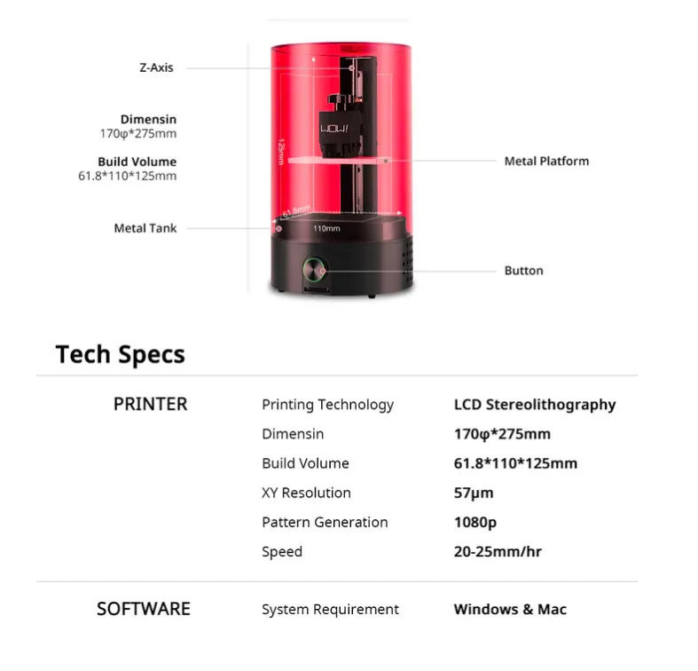 Sparkmaker 3d принтер FHD УФ полимерный принтер 405um Высокоточный Настольный SLA DLP lcd 3d принтер для ювелирных изделий Impresora 3d