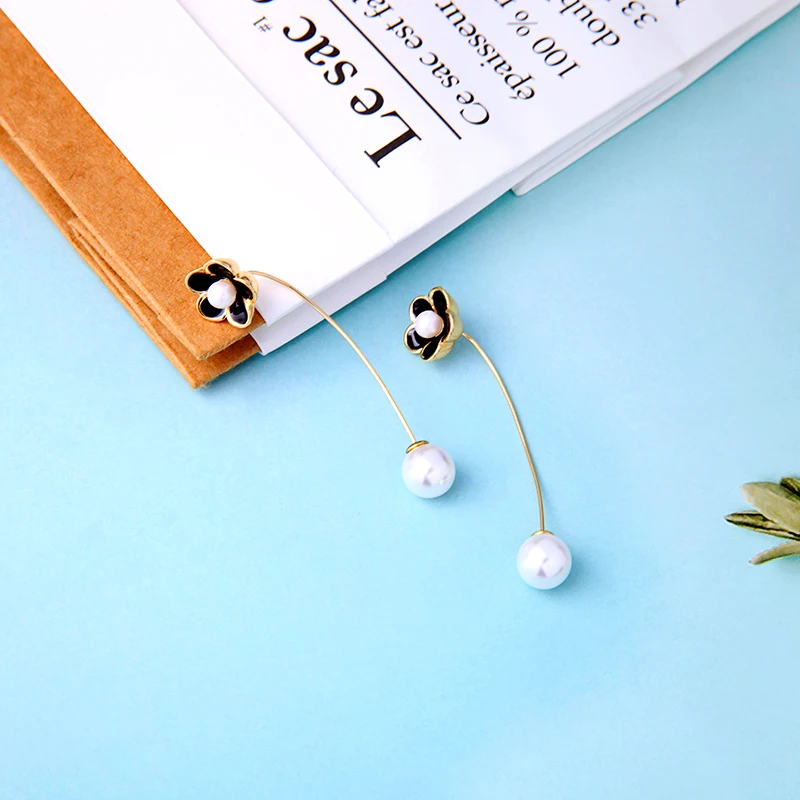 Модные золотистые металлические серьги Sone черного/белого/розового красного