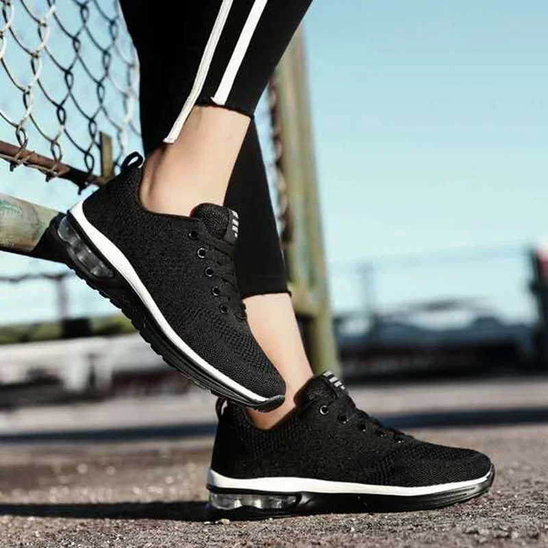 Air Cushion Sports Shoes Unisex Fashion Running Lovers Comfortable Breathable Mesh Flying Woven | Обувь