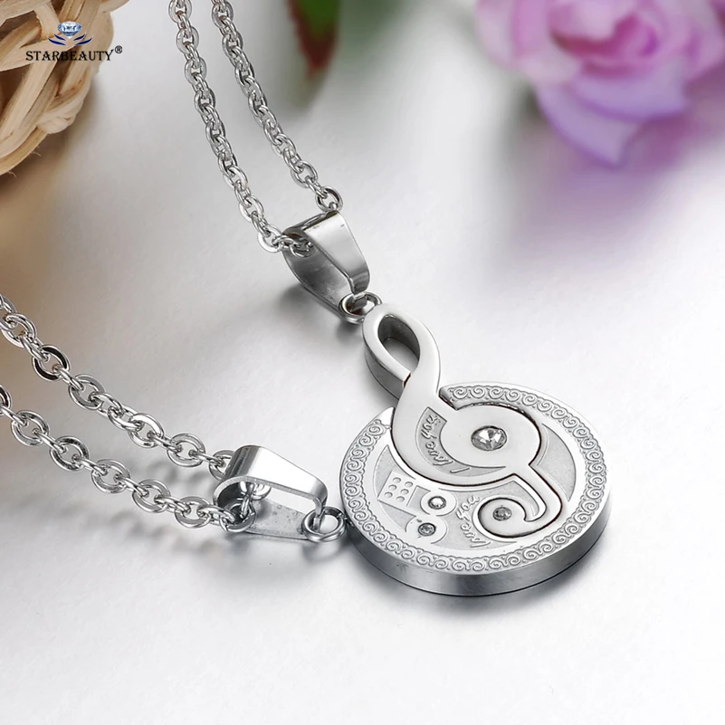 Ожерелье для пары с музыкальными нотами 1 пара ожерелья подвеской в виде круглой