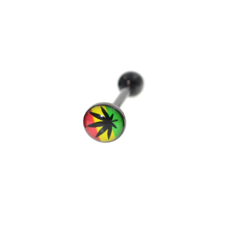 rainbow 1.6x16mm 1 шт. уникальный дизайн дерева язык пирсинг кольцо для соска Пирсинг в форме гантели ювелирные изделия Percing кольца в язык штанги кольцо - Окраска металла: rainbow 1.6x16mm