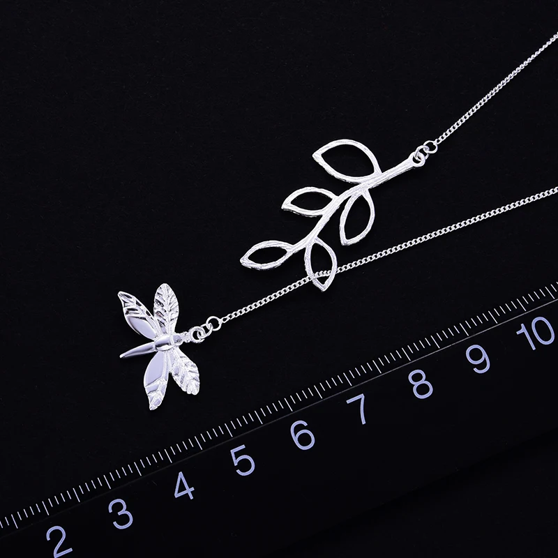 Lotus Fun реальные 925 серебро ручной работы Fine Jewelry Симпатичные Стрекоза листья ожерелье с подвеской Мода для женщин колье