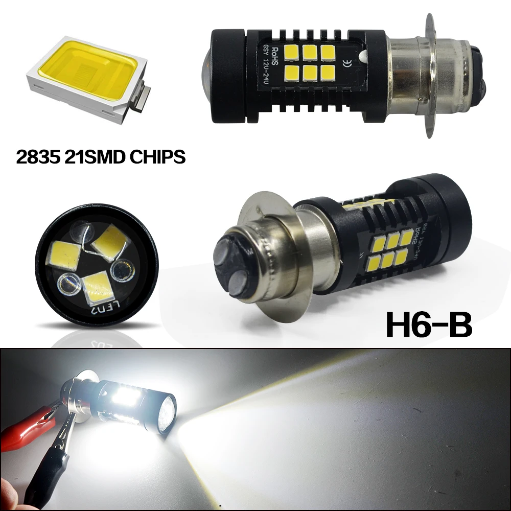 2 шт. H4 H6 светодиодный фонарь мощный налобный лампы 12V 21SMD 2835 21 Вт яркий белый