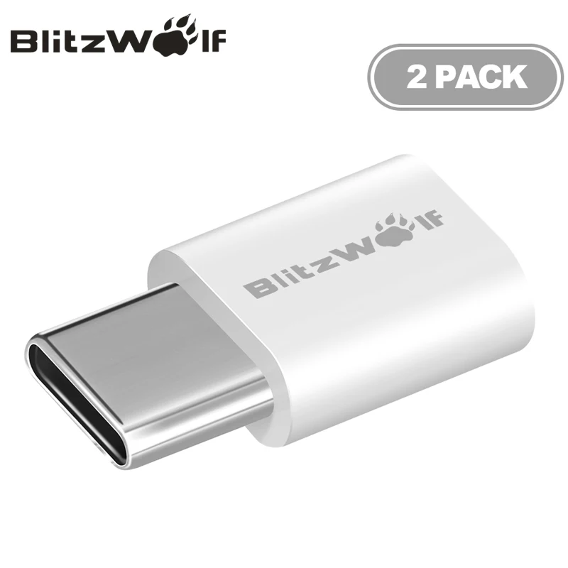 Адаптер Micro USB BlitzWolf переходник типа C Папа мама для мобильных телефонов Xiaomi 2