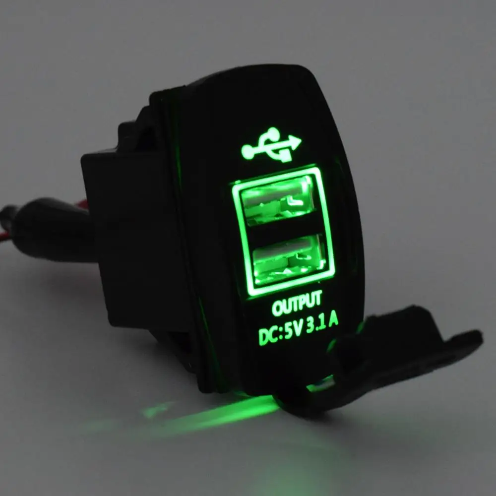 Green Light XCGaoon Универсальный двойной USB Автомобильное зарядное устройство адаптер питания 5 В 3.1A 2 USB разъем для iPhone IPad samsung fit Honda Toyota Nissan и т. Д - Название цвета: Green Light