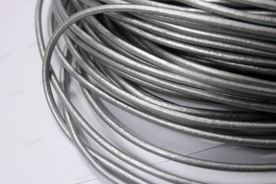 Silver AaaZee 3 ярдов 3 мм круглый шнур из натуральной воловьей кожи для изготовления ювелирных изделий своими руками кожаный ремешок для рукоделия - Цвет: Silver